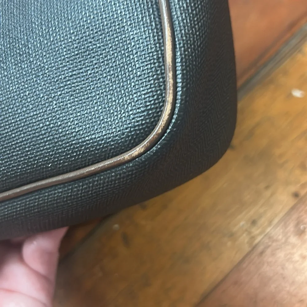Dunhill Clutch Travel Bag Charcoal Gray Brown Leather Gold